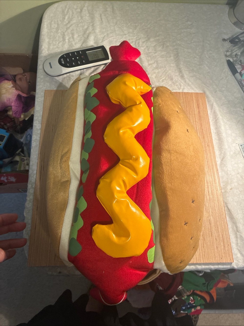 Plush Hot Dog Costume  Red Ketchup Detail Lights Up Size Medium